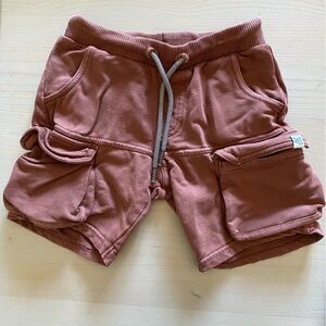 Toddler cargo jersey cotton shorts in faded crimson sz 2-3yrs